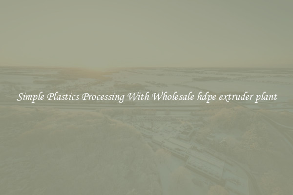 Simple Plastics Processing With Wholesale hdpe extruder plant