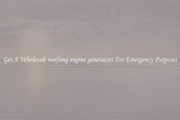 Get A Wholesale weifang engine generators For Emergency Purposes